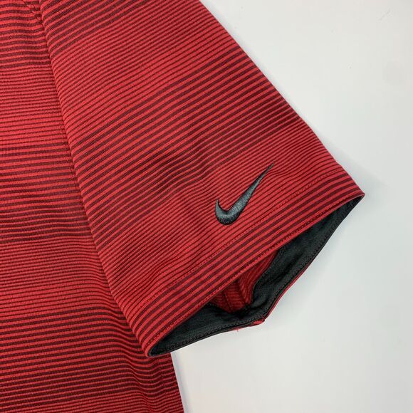 Nike Polo Shirt Mens S Small Red Striped Short Sleeve Dri Fit DR Basketball Logo - Picture 6 of 12